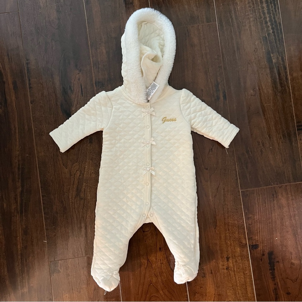 GUESS baby onsie button up with hood